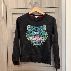 Kenzo Black Sweatshirt with Colorful Tiger Motif